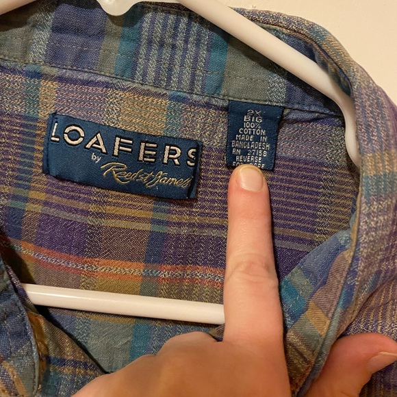 Loafer’s Plaid Button Up - Size 2X Big - Blue, Purple, Jewel Tones - Picture 3 of 8